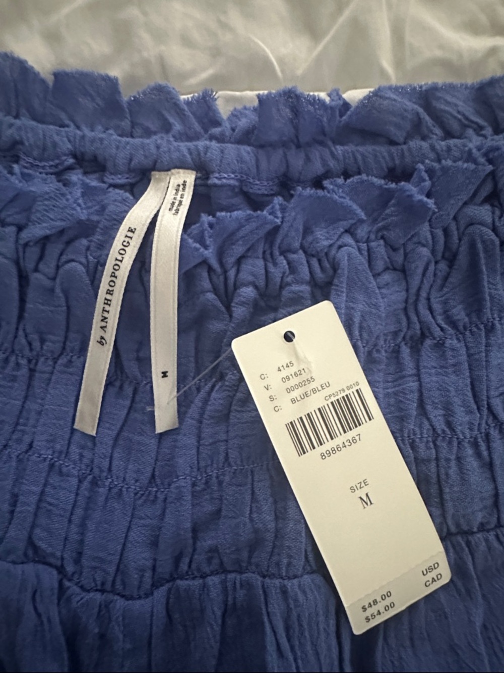 Anthropologie Royal Blue High-Waist Smocked Shorts - Picture 3 of 5